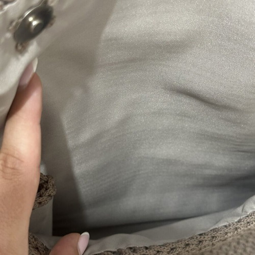 Handmade shoulder bag, grey and beige
