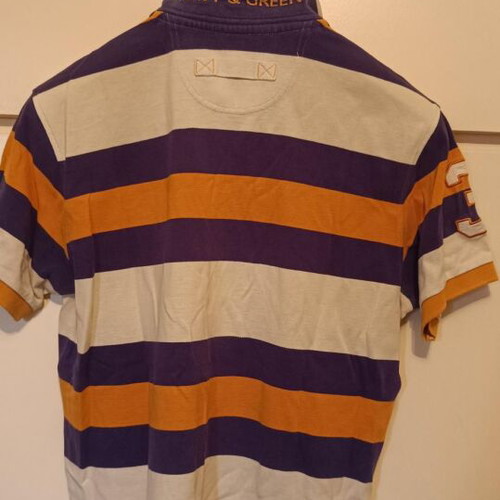 Polo shirt Navy & Green like new, striped, size L