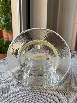 Vintage collectible glass ashtray Italian made like new, soft yellow