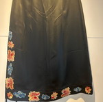 Celia Dragouni silk skirt new, with motif and side opening, black, size S
