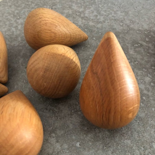 Wooden wall hooks pack of 6 used, teardrop shape