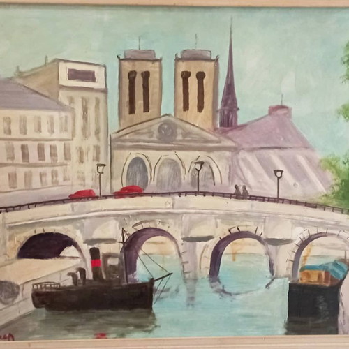 Dora Bouki Oil Painting in Excellent Condition with Large Frame