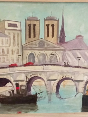 Dora Bouki Oil Painting in Excellent Condition with Large Frame