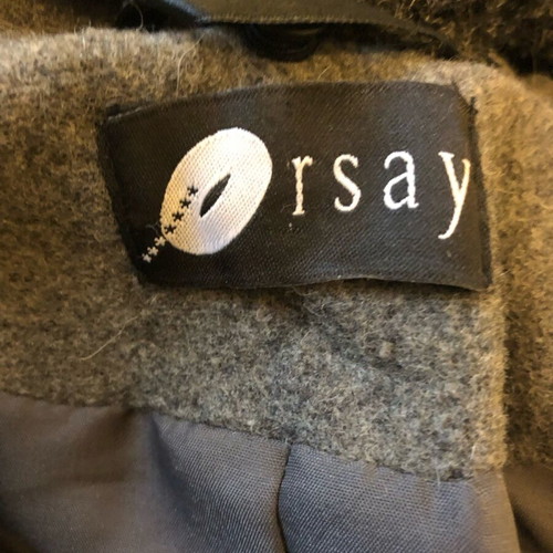 Long mid-length coat with fur like new, black and gray