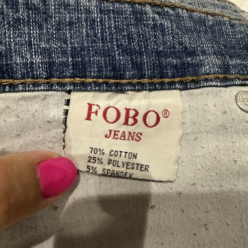 FOBO Jeans mini denim skirt, stonewashed blue, size L