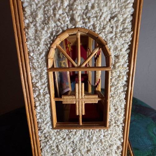 Wooden handmade church used, unique collectible piece
