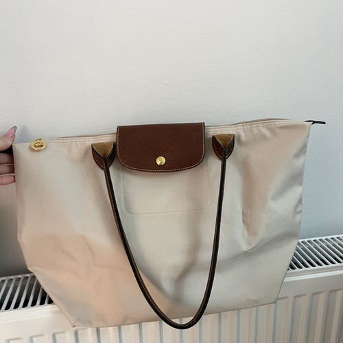 Longchamp shoulder bag used, white and beige