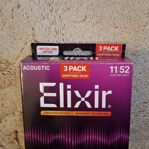 Elixir Nanoweb 80/20 Bronze Acoustic Guitar Strings 3-Pack, New