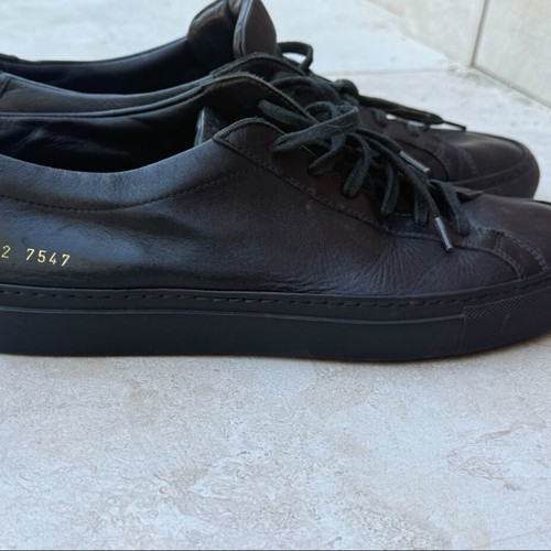 Common Projects Black Leather Sneakers EU 42 Unworn
