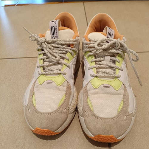 Puma women's athletic shoes like new, white and pink, size 40.5