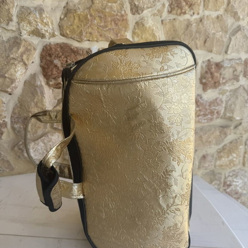 Gold Floral Trolley travel bag like new, beige and gold