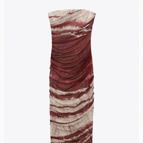Zara strapless dress with tulle new, red, size S