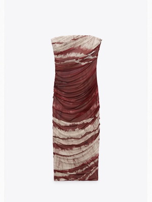 Zara strapless dress with tulle new, red, size S