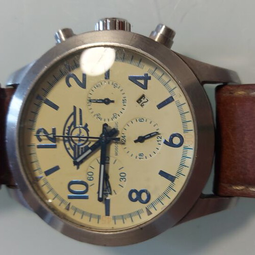 Poljot men's mechanical chronograph watch, steel, 45mm