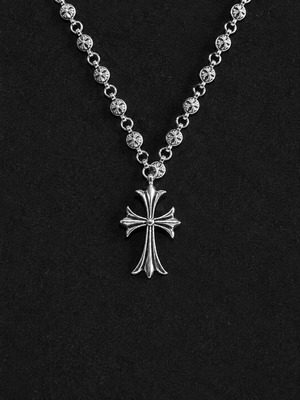 Ασημένιο κολιέ με σταυρό σε στυλ Chrome Hearts