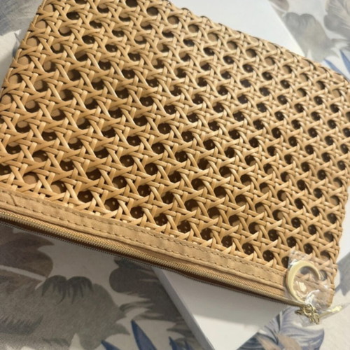 Christian Dior Beauty Trousse Pouch limited edition beige with metallic logo, new