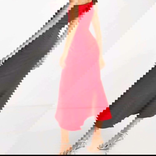 True Violet Midi Dress One Shoulder Ruffle New, Size M, Coral