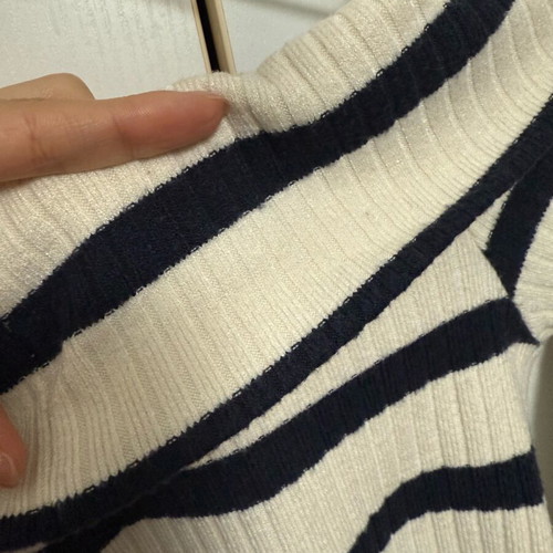 Stradivarius striped beige dark blue blouse used, size M