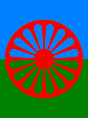 Romani flag new, 90x150 cm, 100% polyester satin