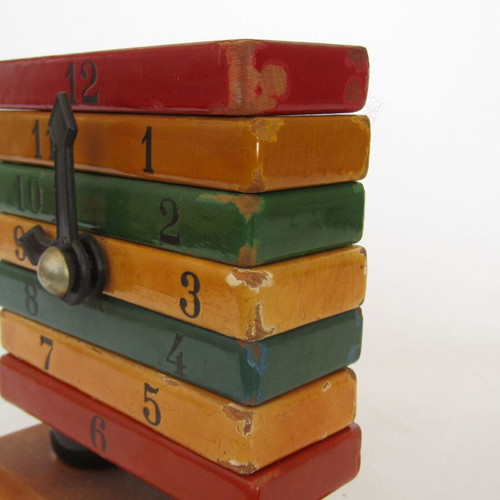 Kouvalias vintage wooden educational clock toy 1970s used