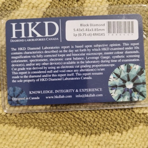 Natural diamond black colour 0.75 carat without fluorescence with certificate