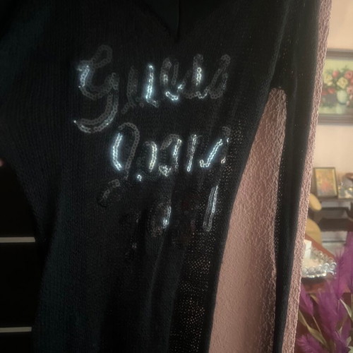 Guess blouse new transparent knit with sequins black size S