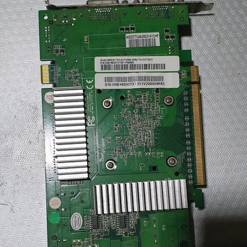 Nvidia Geforce 8600GT graphics card used, 512MB DDR2