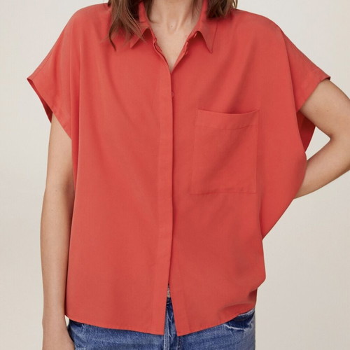 Mango shirt loose with batwing sleeve, size Small, like new, orange