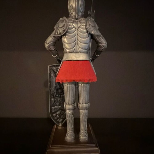 Vintage Medieval Metal Knight 28cm with Shield and Halberd like new