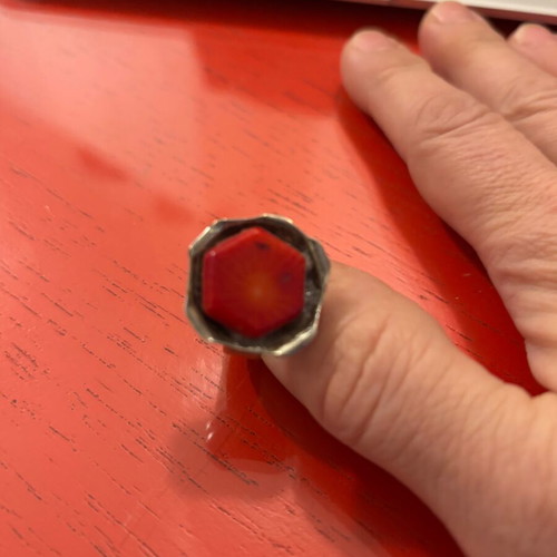 Silver ring with red stone!