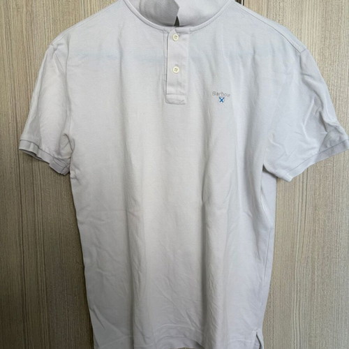 Barbour Polo shirt white used, large, fits medium
