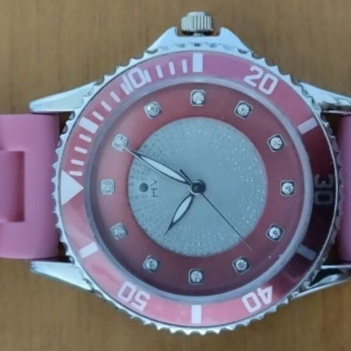 Helena Vera women's watch with Seiko mechanism, red and silver