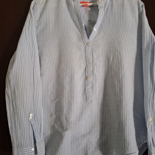 Mango women's shirt used, size M, long sleeve, white and blue