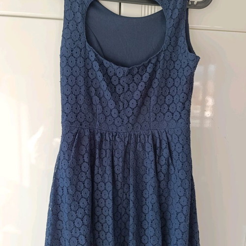 Cocktail dress blue lace pleated size S-M like new