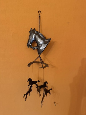 Vintage metal hanging decoration with horses like new