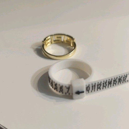 Ring with meander design and stones, 925 silver, gold color, new