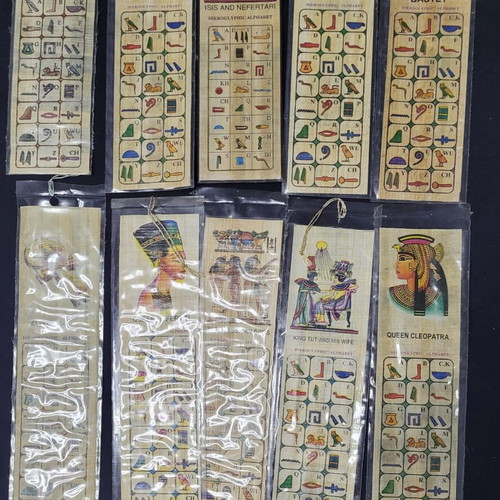 Set of 10 handmade bookmarks from authentic Egyptian papyrus