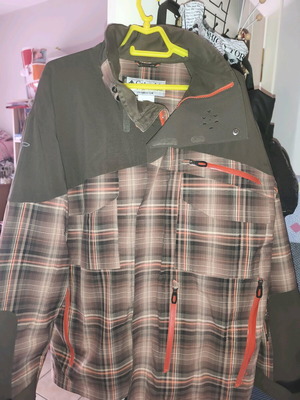 Μπουφάν Columbia σαν καινούργιο, αδιάβροχο, μέγεθος large, καφέ και πορτοκαλί καρό