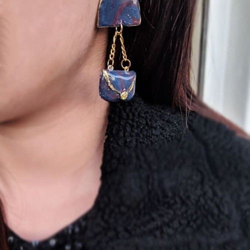 Handmade Saint Valentine earrings from polymer clay and resin glass new