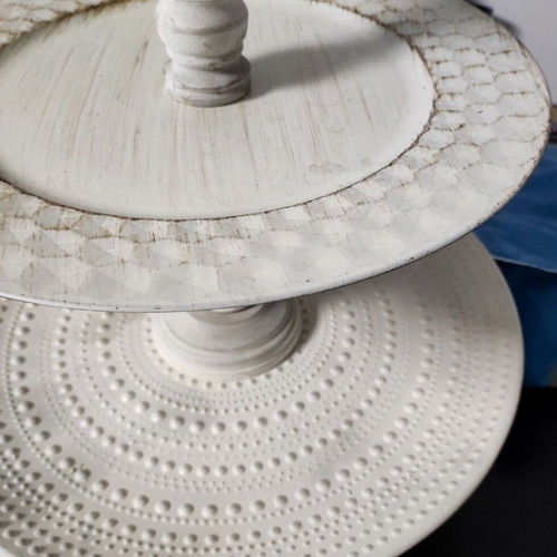 Handmade three-tier rotating serving tray with mirror like new 39x39cm
