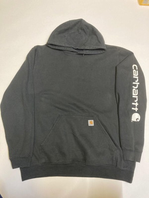 Carhartt Wip μαύρο φούτερ με κουκούλα XL tall, τύπωμα στο μανίκι, original fit