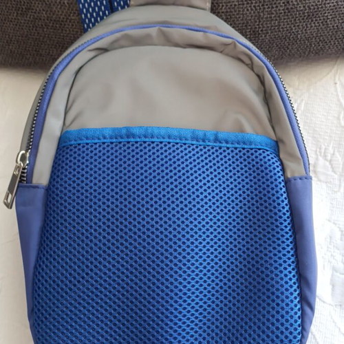 Flying Tiger fabric kids shoulder bag like new, gray and blue
