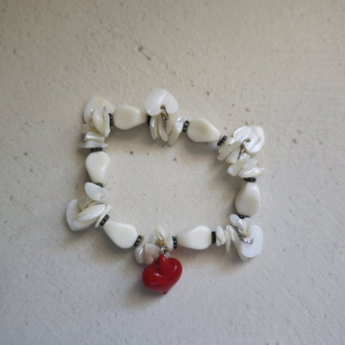 Summer bracelet used, elastic, white and red