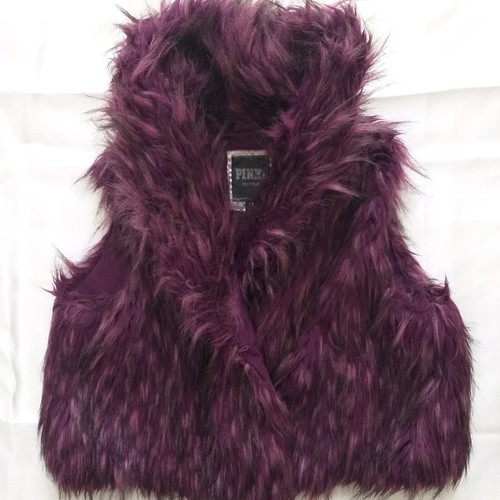 Synthetic sleeveless fur vest like new, purple, size M