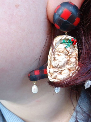 Unique Christmas earrings Santa Claus and reindeer made to order