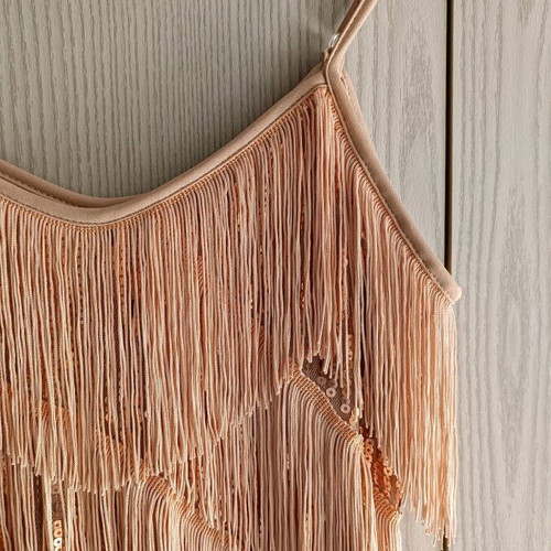 Shein dress with fringes pink like new, size S