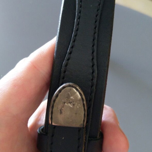 Leather belt 95 cm black like new with silver western-style details