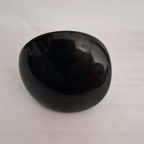 Black ring large impressive, new, plastic, size 55-56