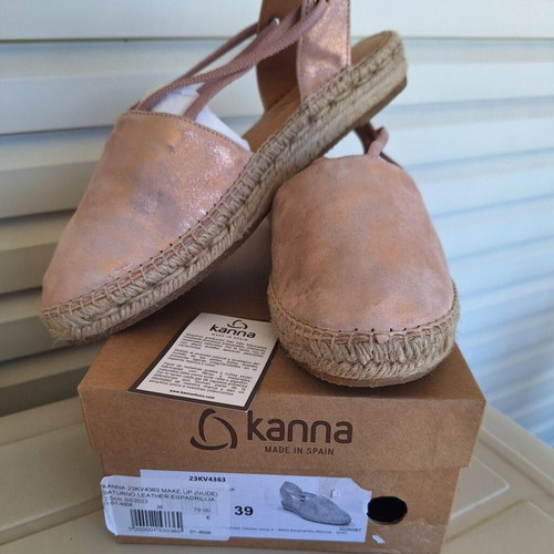 Kanna espadrilles new, leather, rose gold, size 39