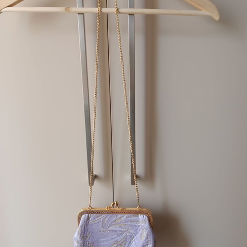 Vintage shoulder bag new in purple and gold shades with floral lining